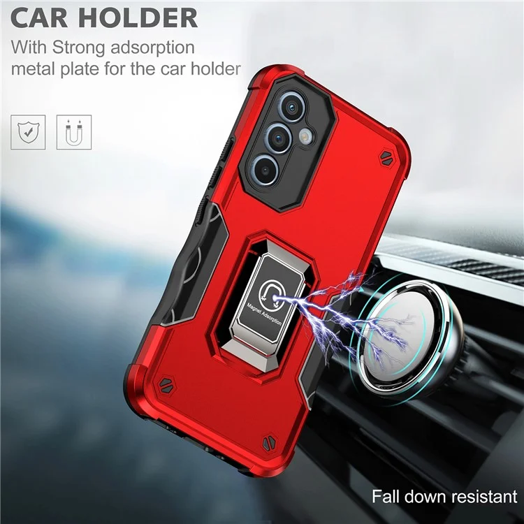 For Samsung Galaxy A54 5G Ring Holder Kickstand Phone Case PC+TPU Protective Phone Cover - Black