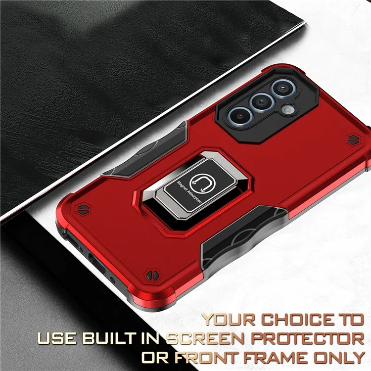 For Samsung Galaxy A54 5G Ring Holder Kickstand Phone Case PC+TPU Protective Phone Cover - Black
