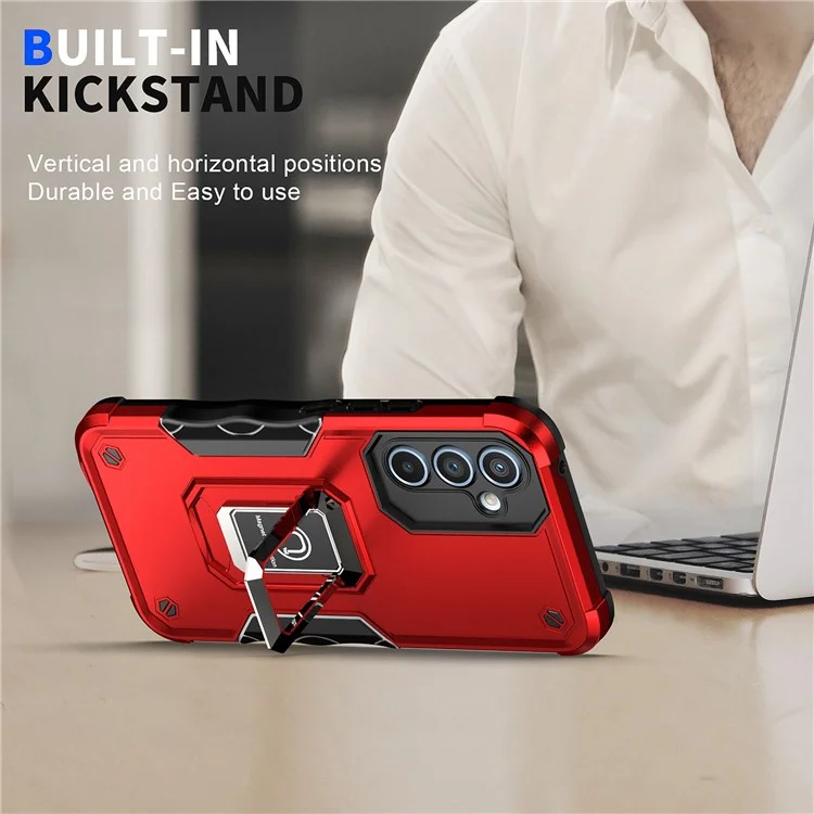For Samsung Galaxy A54 5G Ring Holder Kickstand Phone Case PC+TPU Protective Phone Cover - Black