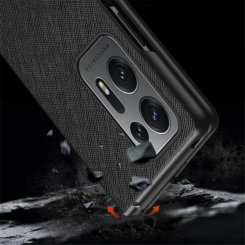 For Oppo Find N2 5G Folding Phone Case Cross Texture PU Leather Coated PC Anti-Drop Protective Cover - Sapphire