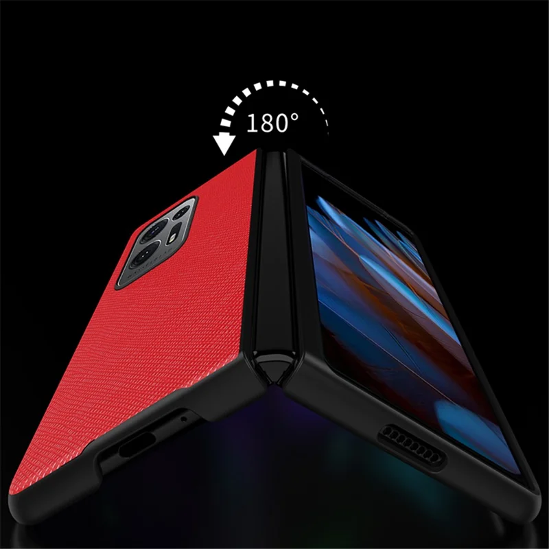 For Oppo Find N2 5G Folding Phone Case Cross Texture PU Leather Coated PC Anti-Drop Protective Cover - Sapphire