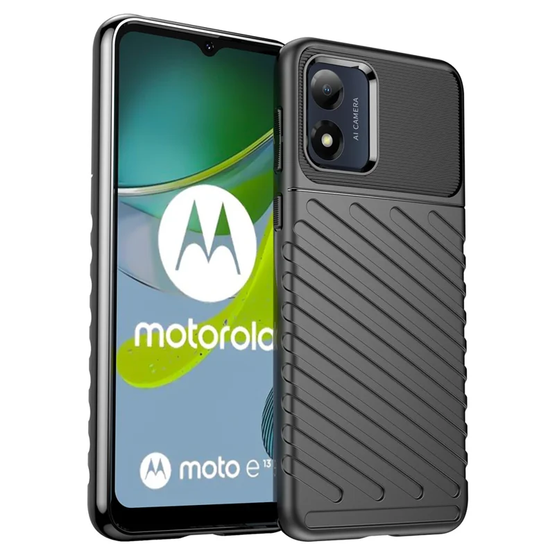 Funda Antigolpes para Teléfono Móvil Motorola Moto E13 4G, Serie Thunder Anticorrosión Funda Trasera de TPU Reforzado - Negro