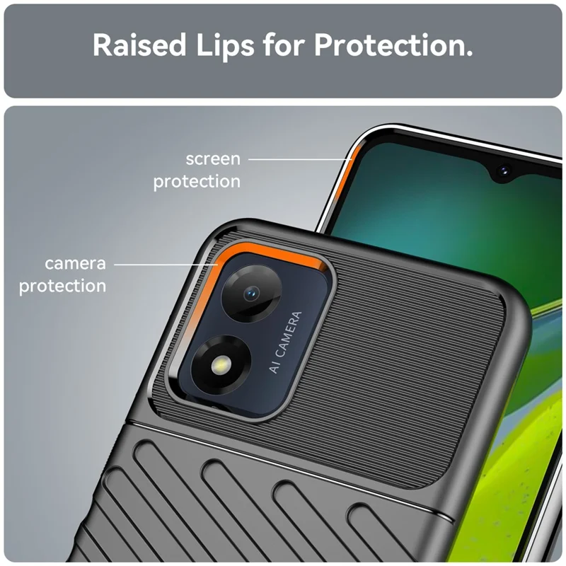 Funda Antigolpes para Teléfono Móvil Motorola Moto E13 4G, Serie Thunder Anticorrosión Funda Trasera de TPU Reforzado - Negro