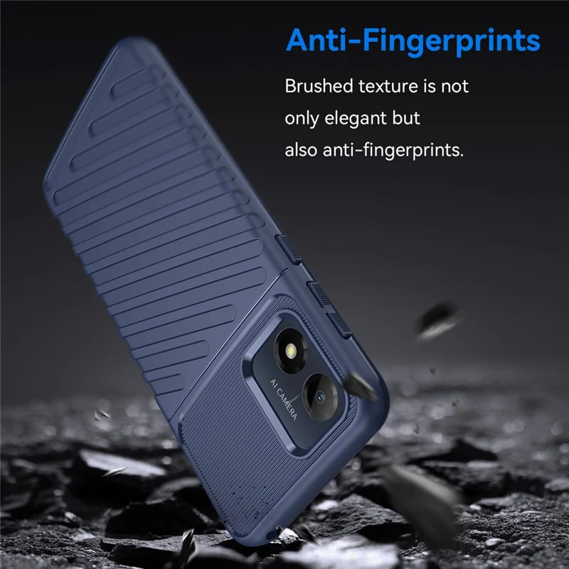 Drop-proof Mobile Phone Cover For Motorola Moto E13 4G, Thunder Series Anti-scratch Thickened TPU Phone Back Case - Blue