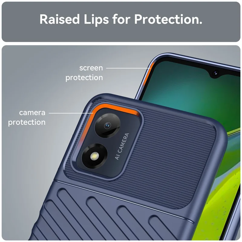 Drop-proof Mobile Phone Cover For Motorola Moto E13 4G, Thunder Series Anti-scratch Thickened TPU Phone Back Case - Blue