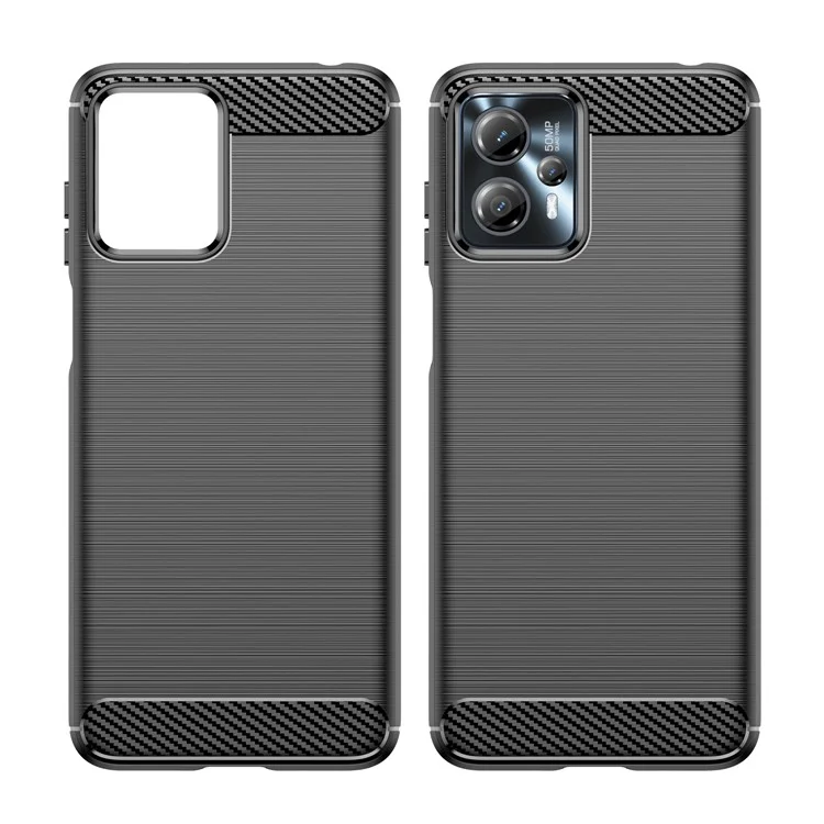 Étui de téléphone portable antichoc pour Motorola Moto G13 4G / G23 4G, texture en fibre de carbone brossée Housse de téléphone anti-rayures - Noir