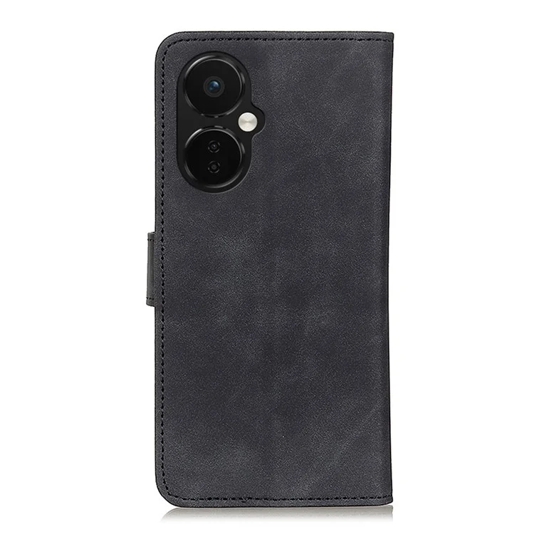 KHAZNEH For OnePlus Nord CE 3 Lite 5G / Nord N30 5G Phone Wallet Case Retro Texture PU Leather Stand Cell Phone Cover - Black