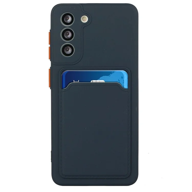 Pour Samsung Galaxy S23 Anti-drop Phone Case Soft TPU Protective Cover with Card Holder - Dark Blue