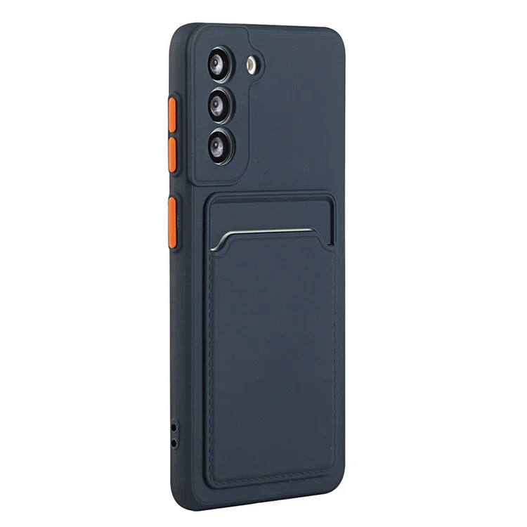 Pour Samsung Galaxy S23 Anti-drop Phone Case Soft TPU Protective Cover with Card Holder - Dark Blue