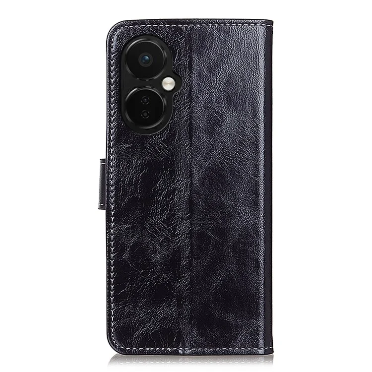 Para OnePlus Nord CE 3 Lite 5G / Nord N30 5G Soporte para teléfono Funda de piel sintética Textura de caballo salvaje retro Estuche tipo billetera para teléfono - Negro