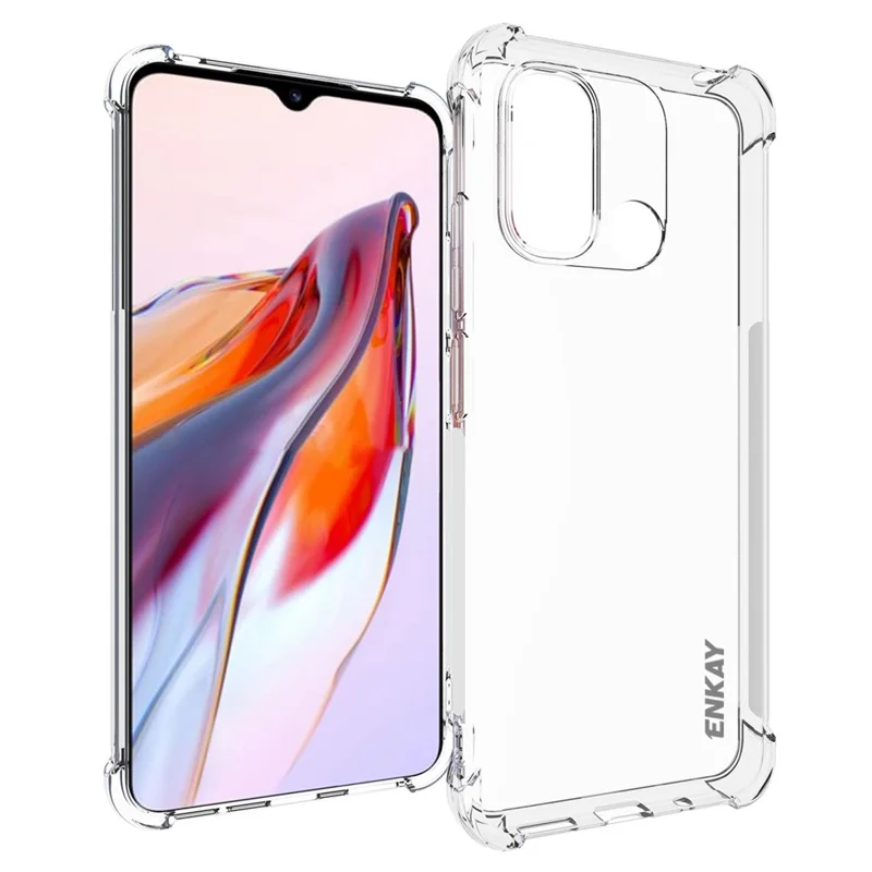 ENKAY HAT PRINCE For Xiaomi Redmi 12C 4G Transparent Phone Case with Anti-slip Strip Edge Clear TPU Phone Cover
