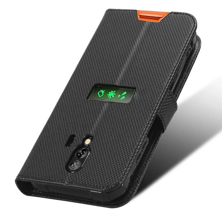 Funda de billetera con soporte para teléfono Blackview BV7200 4G - Textura de diamante de piel sintética PU - Negro