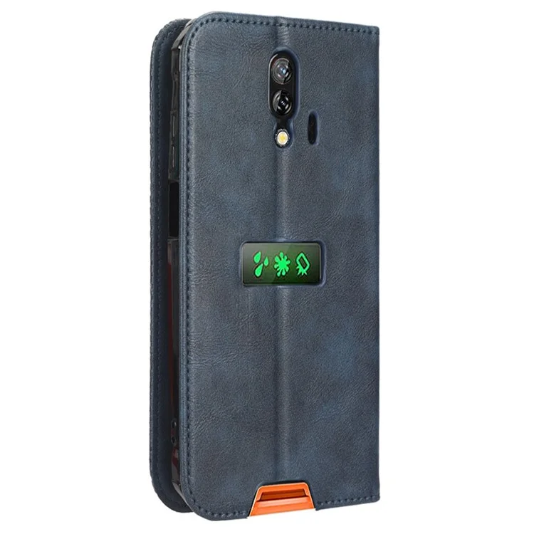 For Blackview BV7200 4G PU Leather Phone Stand Case Wallet Retro Texture Phone Cover - Blue