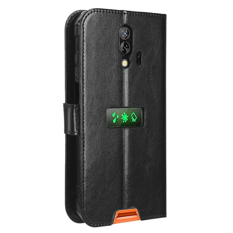Для Blackview BV7200 Crazy Horse Texture Wallet Stand Case PU Leather Flip Phone Cover with Strap - Black