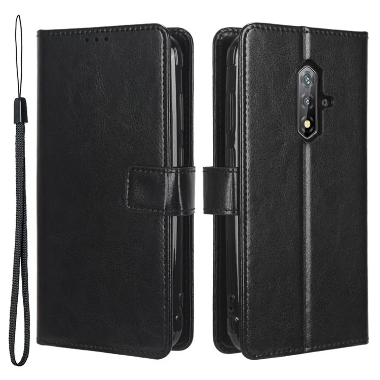 Para Blackview BV5200 4G Wallet Phone Stand Case Capa de Couro PU Crazy Horse Texture Phone Protector - Preto