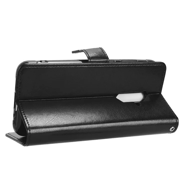 Para Blackview BV5200 4G Wallet Phone Stand Case Capa de Couro PU Crazy Horse Texture Phone Protector - Preto