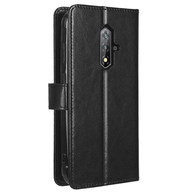 Para Blackview BV5200 4G Wallet Phone Stand Case Capa de Couro PU Crazy Horse Texture Phone Protector - Preto