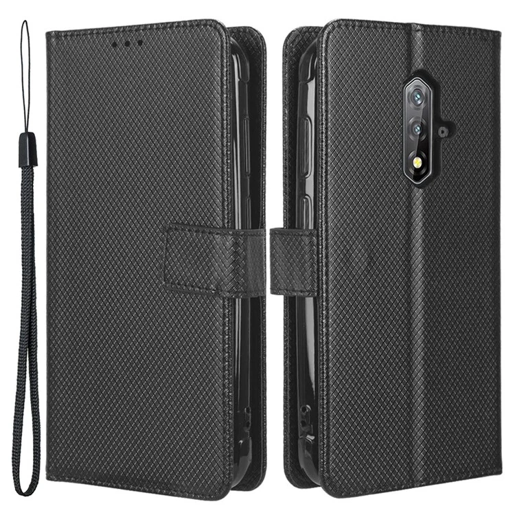 For Blackview BV5200 4G Wallet Stand Phone Case Diamond Texture PU Leather+TPU Phone Cover - Black