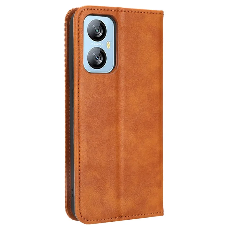 For Blackview A52 4G Dustproof Retro Texture Phone Case Leather Stand Phone Cover Wallet - Brown