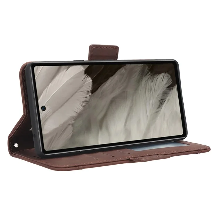 Für Google Pixel 7a Wallet Protective Phone Case Mehrere Kartensteckplätze PU-Leder Telefon-Ständer Cover - Braun