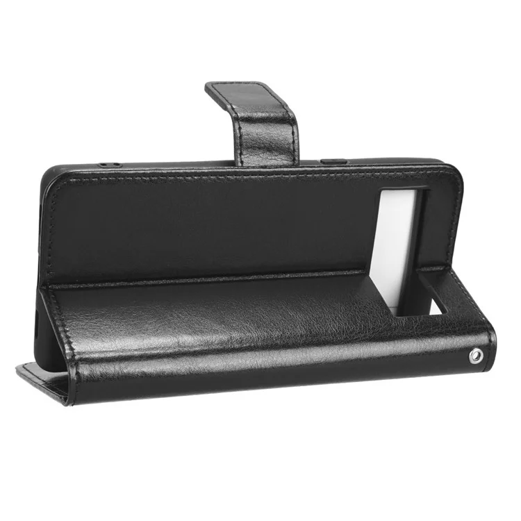 For Google Pixel 7a PU Leather Flip Phone Cover Crazy Horse Texture Wallet Phone Stand Case with Strap - Black