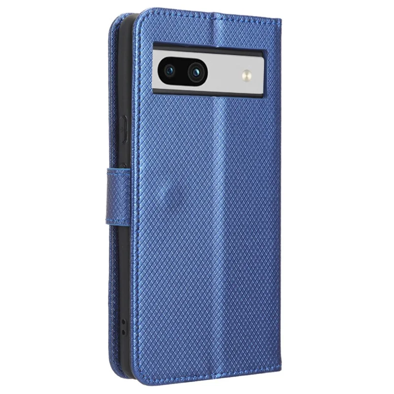 For Google Pixel 7a Mobile Phone Shell Wallet Stand Phone Case Diamond Texture PU Leather Phone Cover - Blue