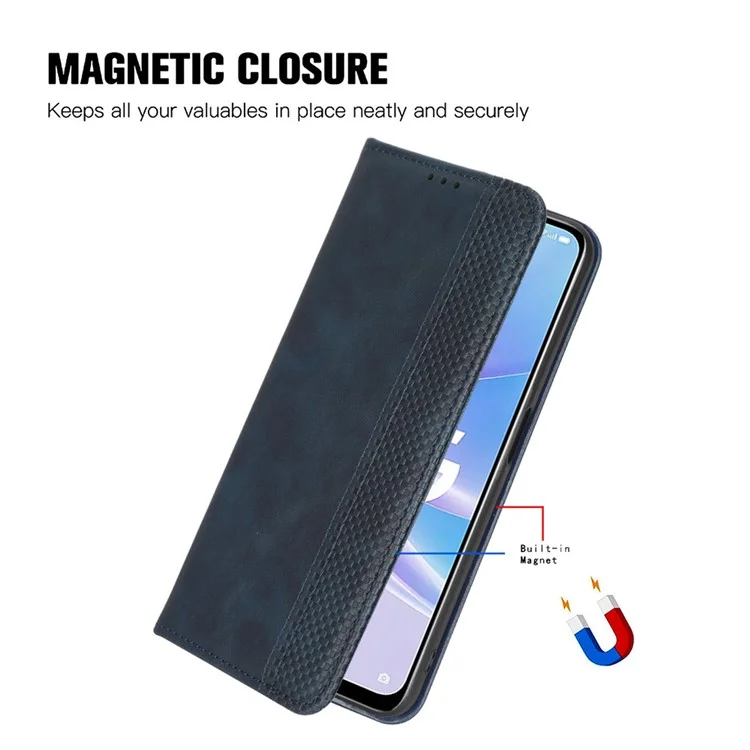 Für Google Pixel 7a Unterstützt Stand Wallet Retro Texture Phone Hülle Drop-proof-pu-leder-mobiltelefonabdeckung - Blau