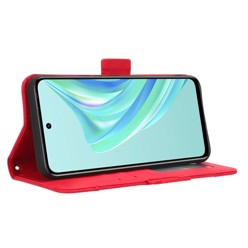 For Infinix Hot 20 Play 4G PU Leather Phone Cover Multiple Card Slots Stand Wallet Protective Phone Case - Red