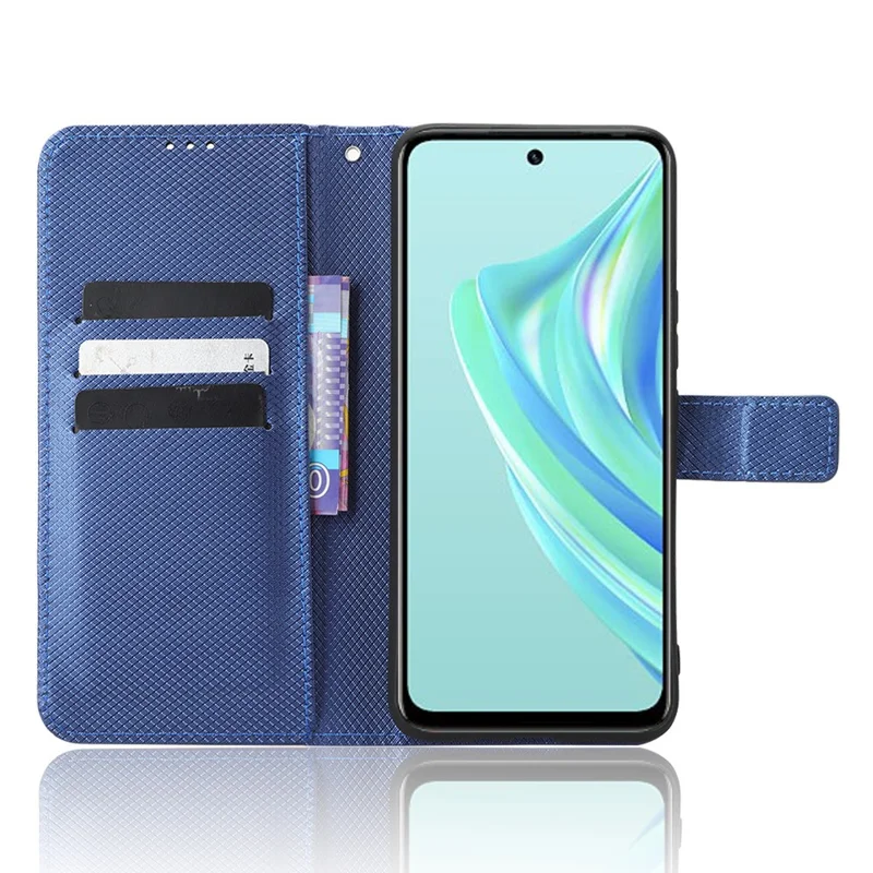 For Infinix Hot 20 Play 4G Diamond Texture PU Leather Wallet Cover Stand Smartphone Case - Blue