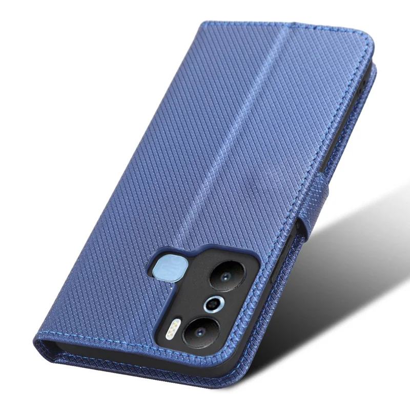 For Infinix Hot 20 Play 4G Diamond Texture PU Leather Wallet Cover Stand Smartphone Case - Blue