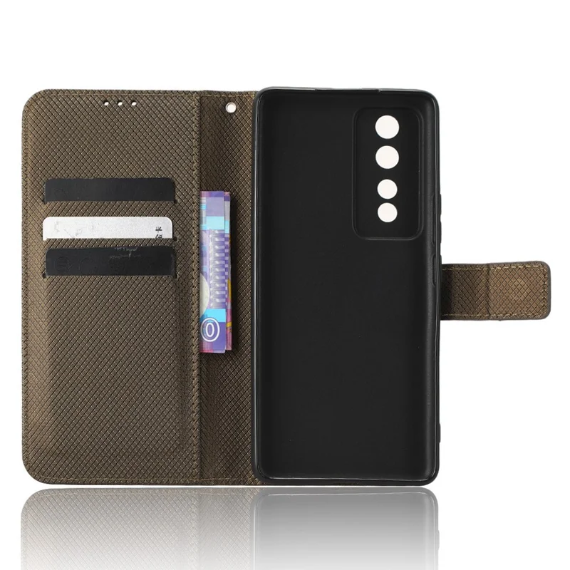 Capa de Telefone de Couro com Textura de Diamante para Honor 80 GT 5G - Carteira e Suporte - Marrom