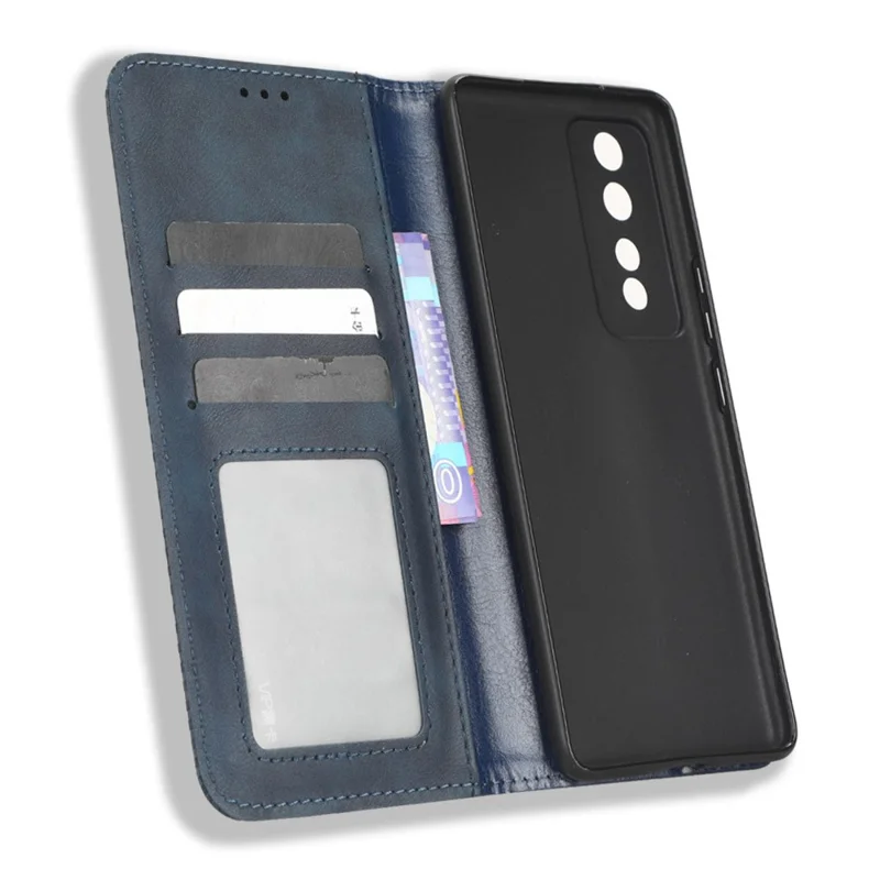 For Honor 80 GT 5G Retro Texture Phone Wallet Case PU Leather Stand Protective Phone Cover - Blue