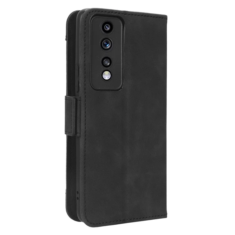 Кожаный чехол для телефона For Honor 80 GT 5G Anti-fall с несколькими слотами для карт и подставкой - черный