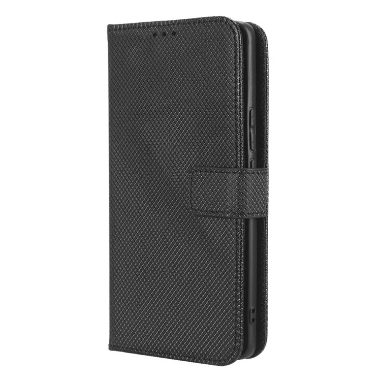 Para vivo X90 Pro+ 5G Funda de teléfono de cuero PU Textura de diamante Cartera Soporte Funda para teléfono móvil - Negro