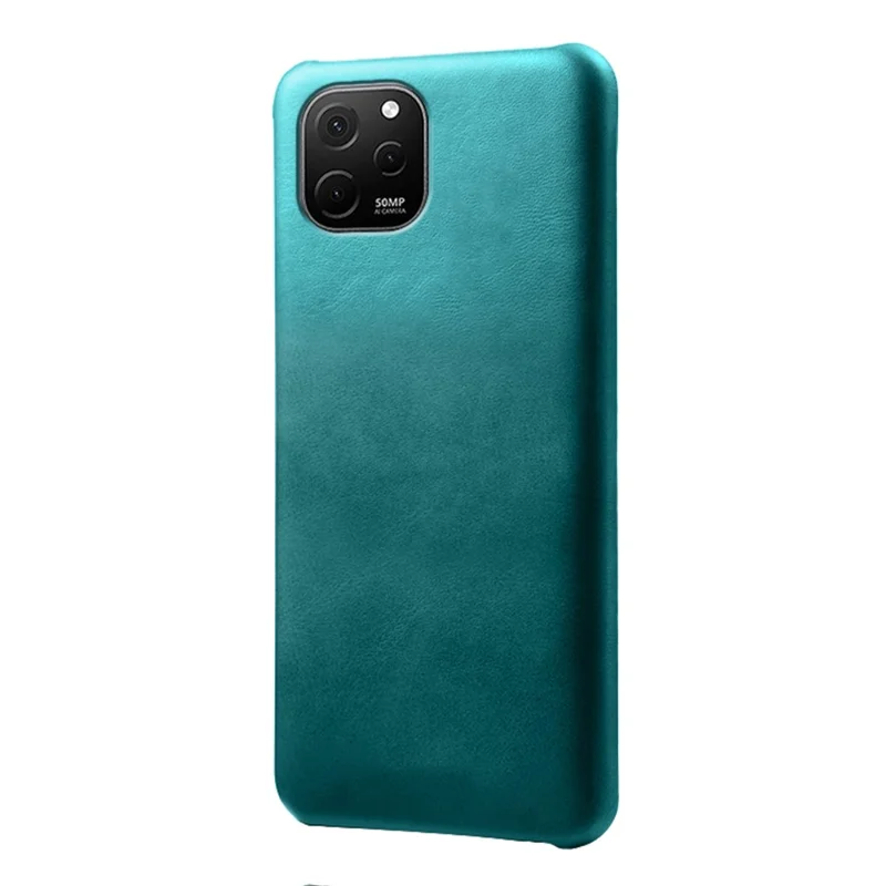 For Huawei nova Y61 4G Calf Textured Cell Phone Cover Anti-scratch PU Leather Coated PC Mobile Phone Case - Green