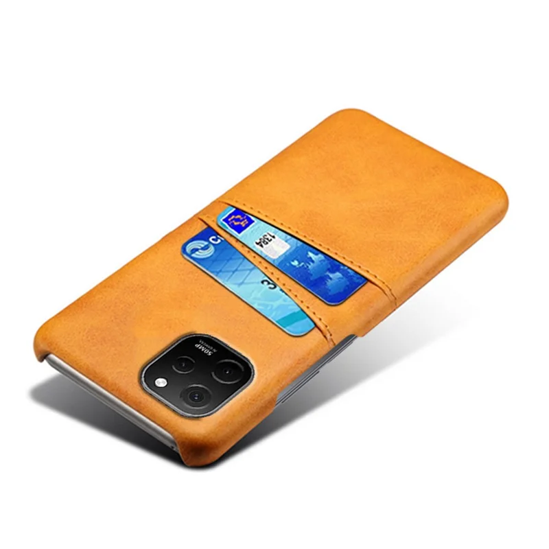 For Huawei nova Y61 4G Dual Card Slots Phone Back Cover PC+PU Leather Phone Case Shell - Orange