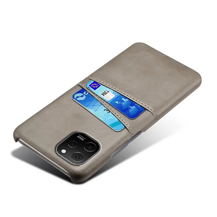 Para Huawei nova Y61 4G Dual Card Slots Phone Back Cover PC+PU Leather Phone Case Shell - Cinza