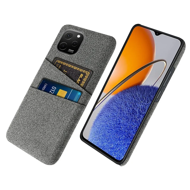 Obudowa tylna z fakturą tkaniny przeciwkurzowa dla Huawei nova Y61 4G z 2 slotami na kartę etui ochronne na telefon - Szary