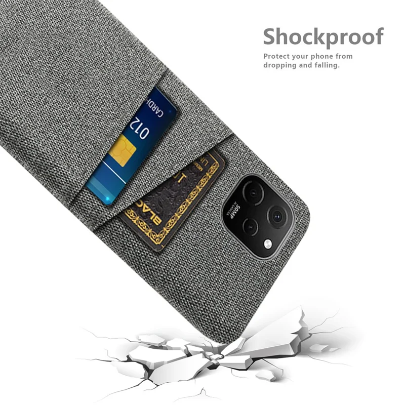 Obudowa tylna z fakturą tkaniny przeciwkurzowa dla Huawei nova Y61 4G z 2 slotami na kartę etui ochronne na telefon - Szary