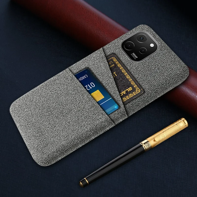 Obudowa tylna z fakturą tkaniny przeciwkurzowa dla Huawei nova Y61 4G z 2 slotami na kartę etui ochronne na telefon - Szary