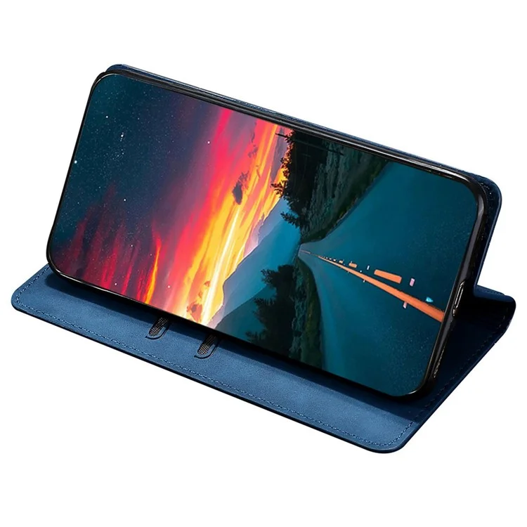 Capa de Telefone Anti-queda Para Xiaomi Poco F5 Pro 5G / Redmi K60 Pro 5G / K60 5G Slot de Cartão Suporte Pele Amigável Flip Cobertura de Telefone de Couro - Azul