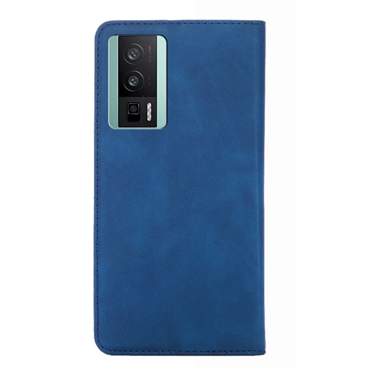 Capa de Telefone Anti-queda Para Xiaomi Poco F5 Pro 5G / Redmi K60 Pro 5G / K60 5G Slot de Cartão Suporte Pele Amigável Flip Cobertura de Telefone de Couro - Azul