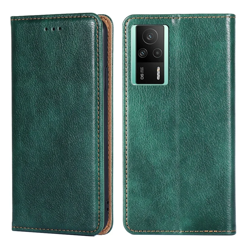 Mobile Phone Case for Xiaomi Redmi K60E 5G PU Leather Protective Cover Wallet Stand Case - Green
