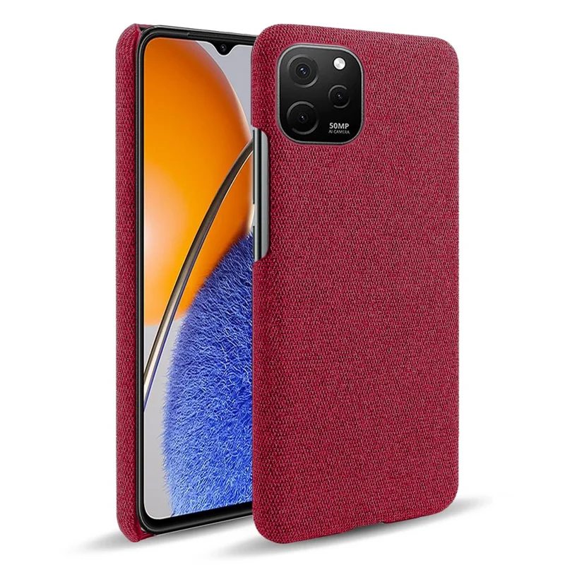 Slim Case for Huawei nova Y61 4G Shockproof Cover Solid Color Hard PC Cloth Phone Case - Red