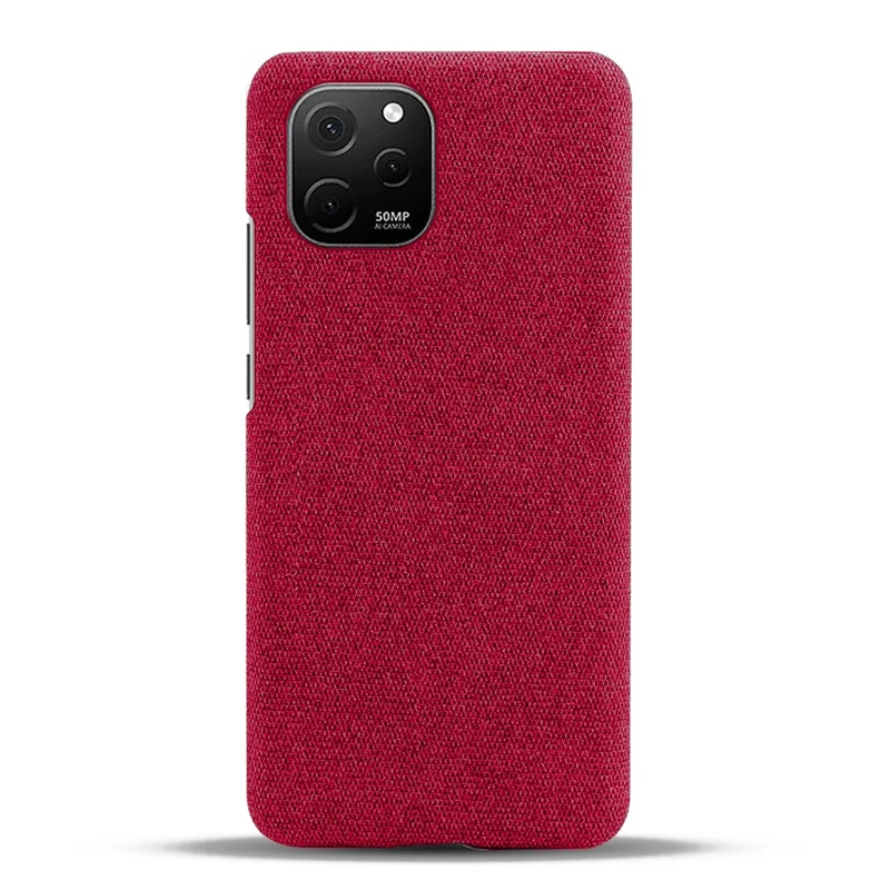 Slim Case for Huawei nova Y61 4G Shockproof Cover Solid Color Hard PC Cloth Phone Case - Red