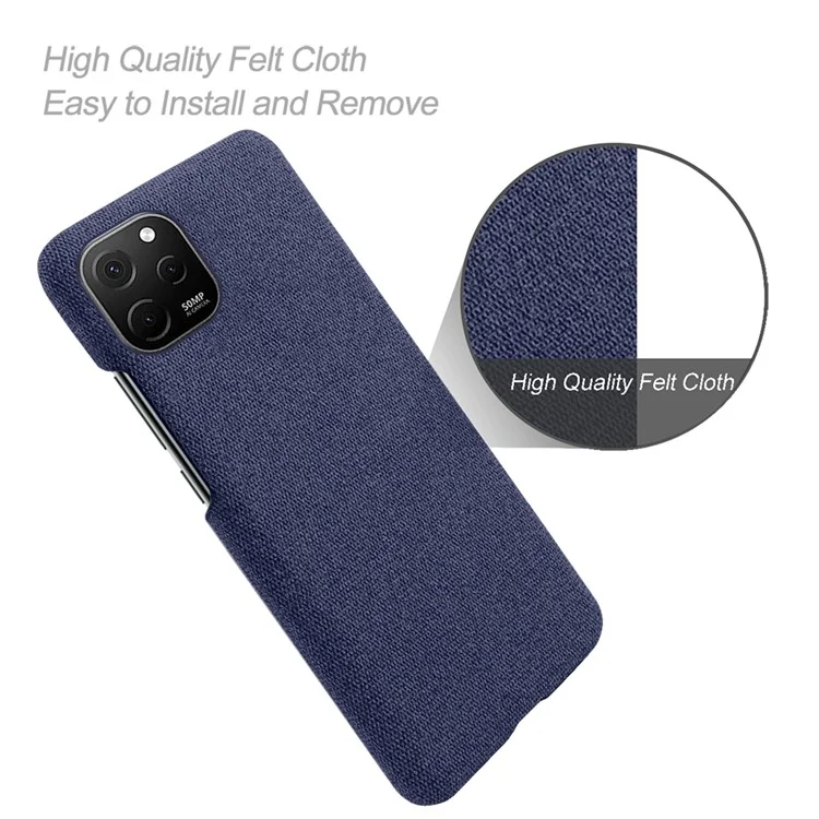 Capa fina para Huawei nova Y61 4G, capa protetora à prova de choques de cor sólida em PC rígido e tecido - Azul