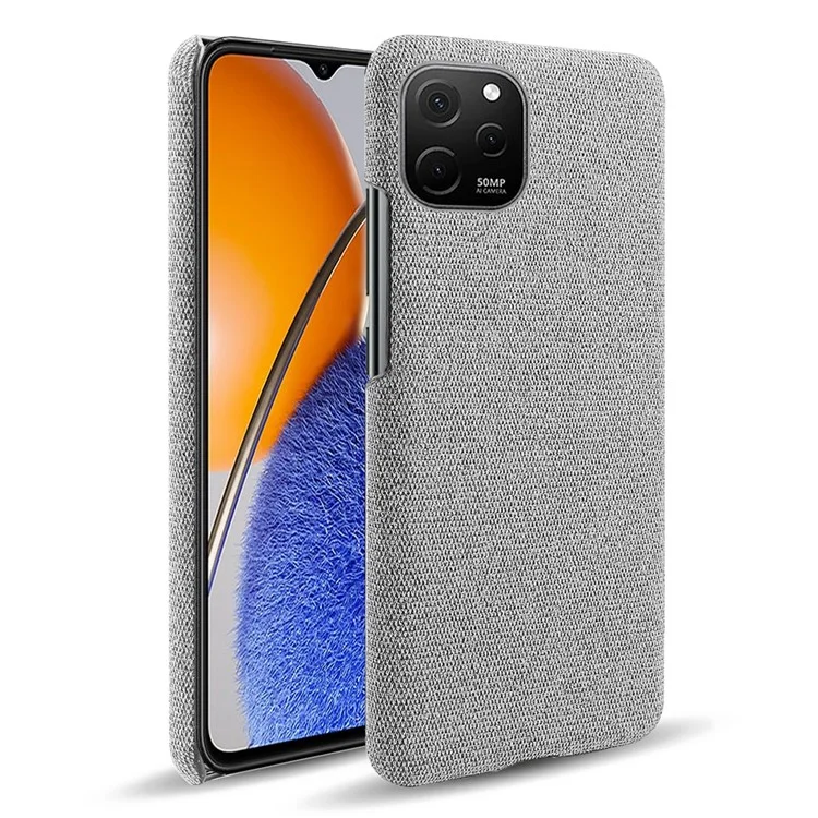 Тонкий чехол для Huawei nova Y61 4G, противоударный чехол, твердый чехол из ПК и ткани, - светло-серый