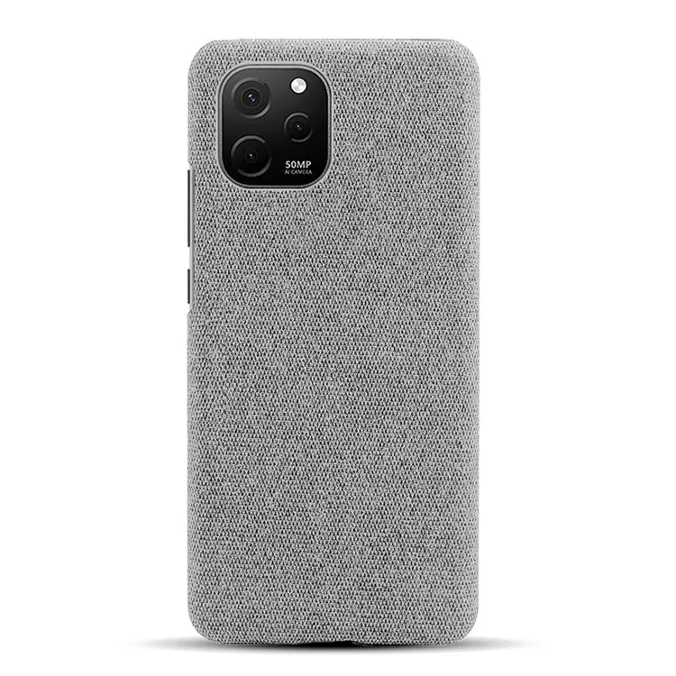 Тонкий чехол для Huawei nova Y61 4G, противоударный чехол, твердый чехол из ПК и ткани, - светло-серый
