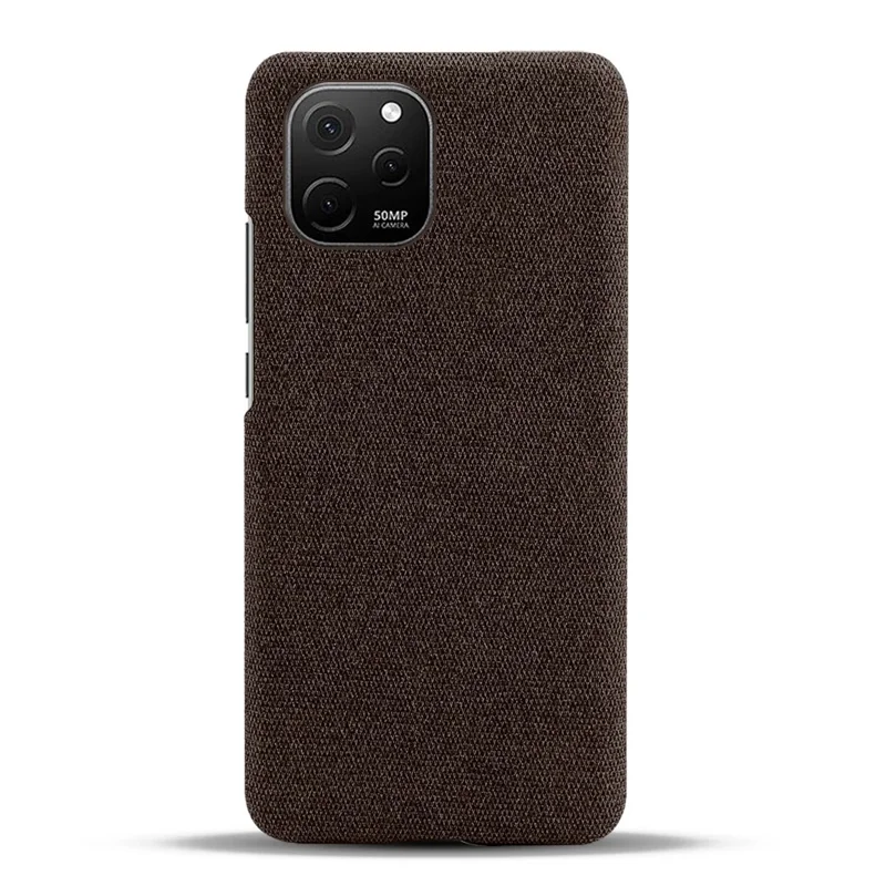 Slim Case for Huawei nova Y61 4G Shockproof Cover Solid Color Hard PC Cloth Phone Case - Brown