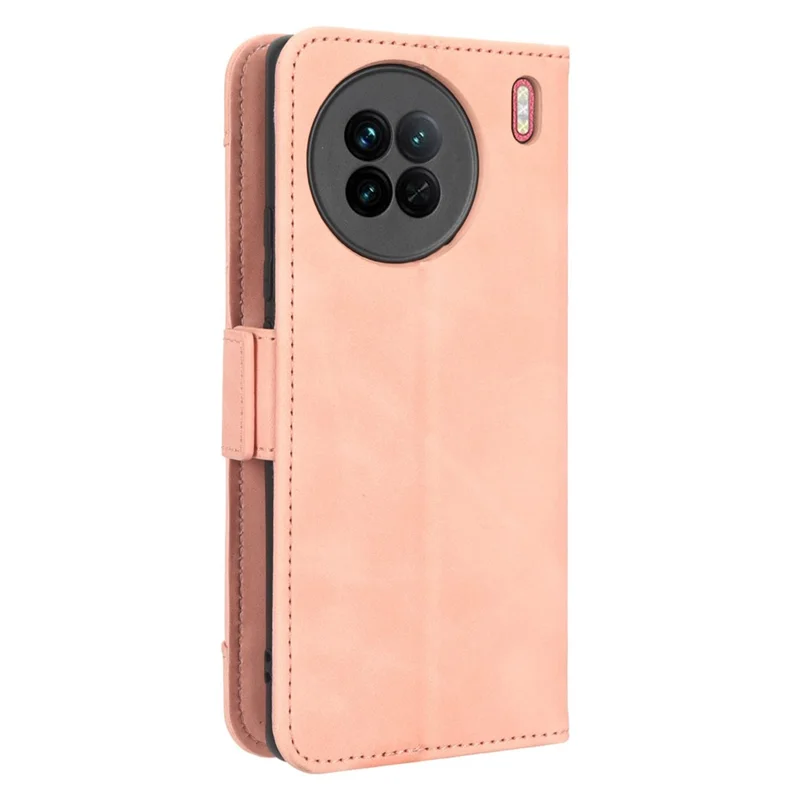 Чехол-бумажник из искусственной кожи для vivo X90 5G с несколькими слотами для карт, подставкой и защитой от падений - розовый